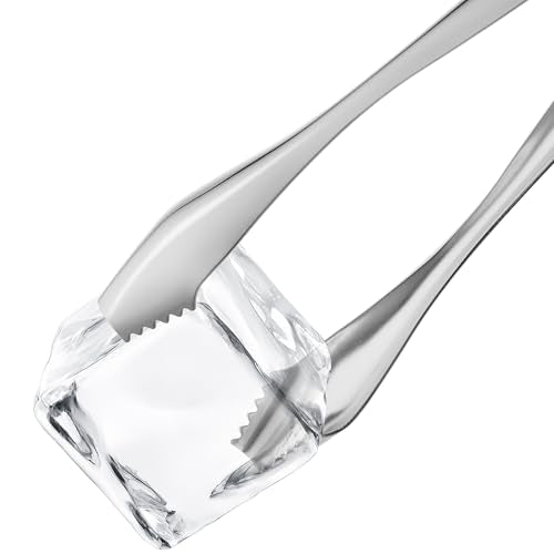 Stainless Steel Ice Tongs – 7 Inch, Non-Slip Grip, 304 Stainless, Dishwasher Safe – Perfect for Whiskey Ice Balls, Jumbo Cubes & Cocktail Serving