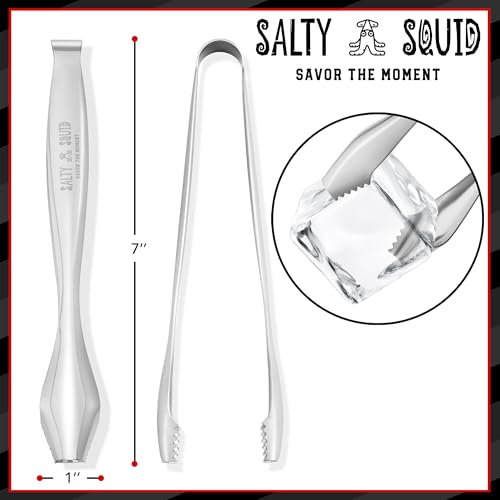 Stainless Steel Ice Tongs – 7 Inch, Non-Slip Grip, 304 Stainless, Dishwasher Safe – Perfect for Whiskey Ice Balls, Jumbo Cubes & Cocktail Serving