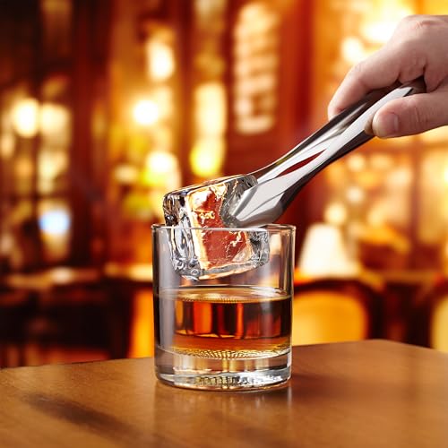 Stainless Steel Ice Tongs – 7 Inch, Non-Slip Grip, 304 Stainless, Dishwasher Safe – Perfect for Whiskey Ice Balls, Jumbo Cubes & Cocktail Serving